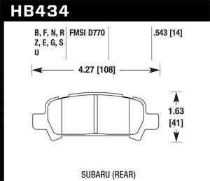 Subaru LGT Brake Pads - Rear - Hawk Performance - HPS - `05-`08